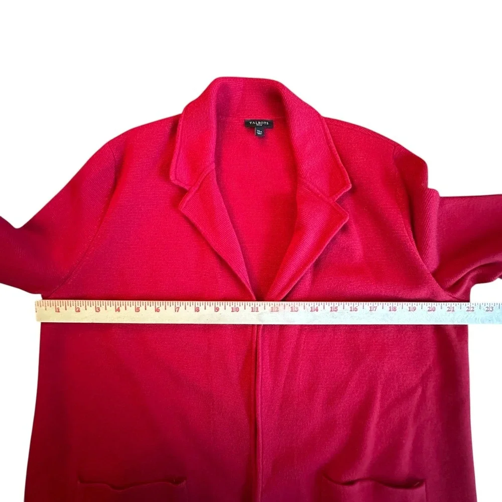 Talbots Petite Blazer Women's XLP Red Textured Knit‎ Blazer Cardigan Jacket